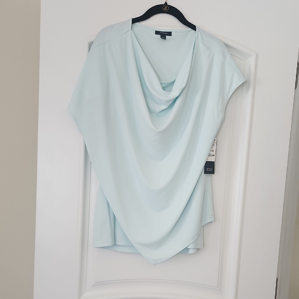 Alfani Green Asymmetrical Sleeveless Blouse